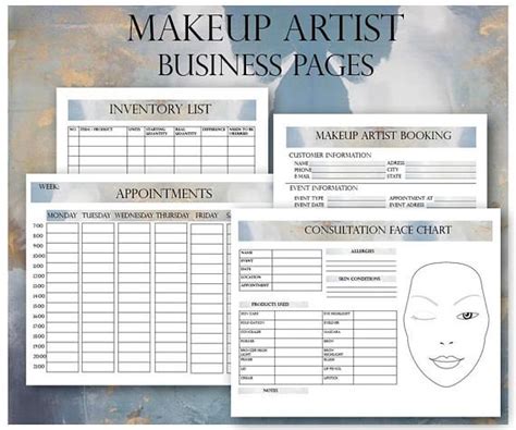 Makeup Artist Business Planner Bundle Freelance Makeup Artist Forms