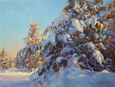 Snow Covered Pine Trees Painting The Poetic Landscape Painting The