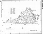 Virginia State map with counties location and outline of each county in ...
