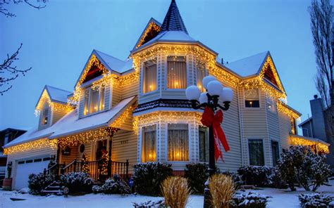 House Decorated For Christmas