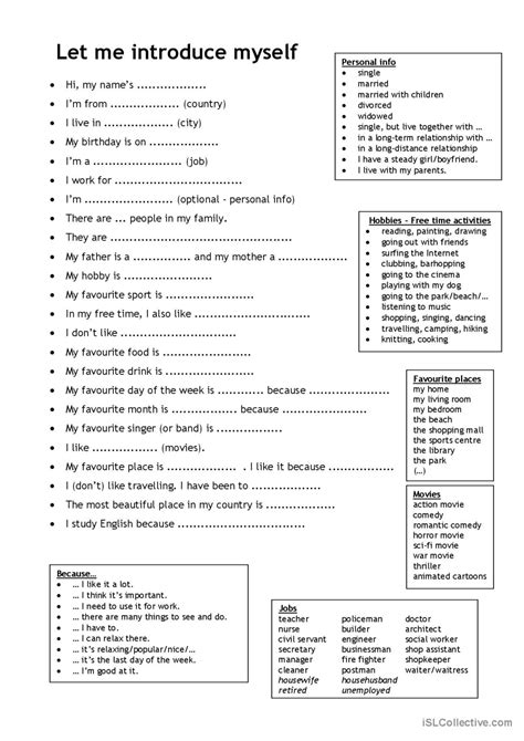 let me introduce myself for adults english esl worksheets pdf and doc