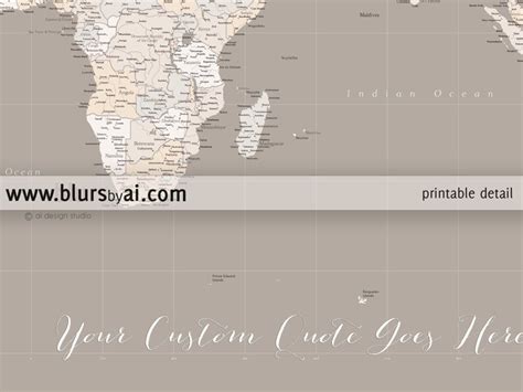 Custom Quote Highly Detailed World Map Printable With Etsy