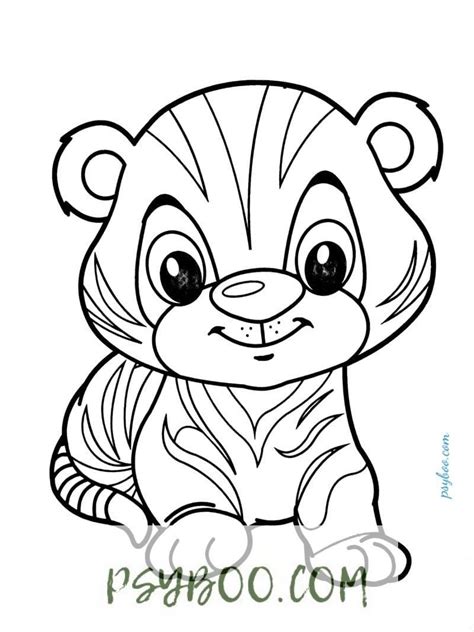 Print Easy Cute Baby Tiger Coloring Page ⋆ Free Coloring Books