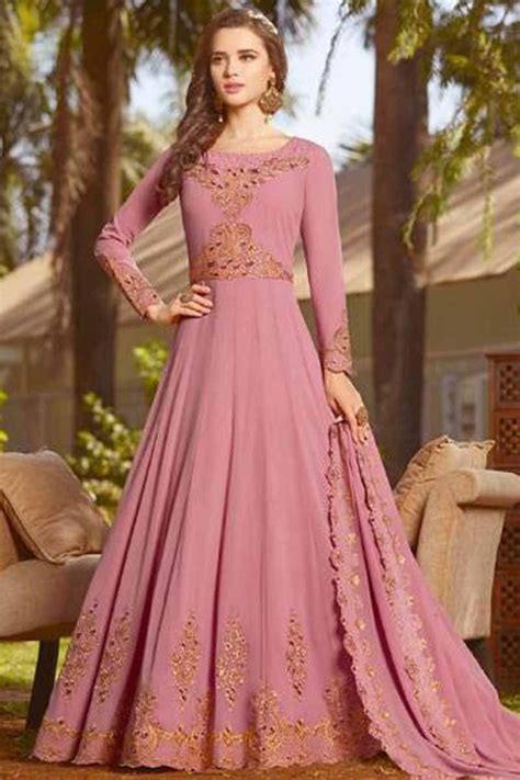 Pink Anarkali Suit With Resham Embroidered Anarkali Dress Indian Women Fashion Anarkali Suits