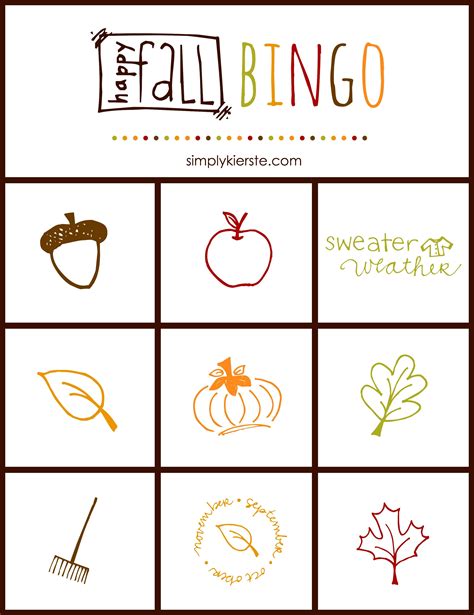 Free Fall Bingo Game Printables Printable Templates
