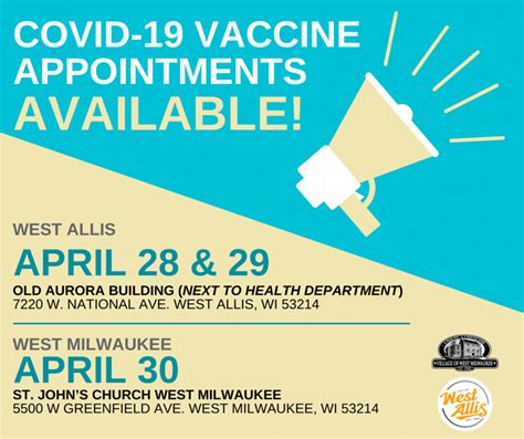 Covid 19 Vaccine Appointments Available Village Of West Milwaukee