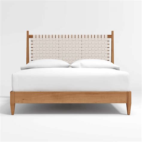 Rio White Leather And Wood Queen Bed Frame Reviews Crate And Barrel