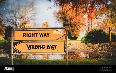 Street Sign Right Way Versus Wrong Way Stock Photo Alamy