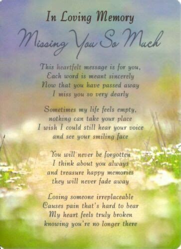 Grave Card Missing You So Much Memorial Funeral Graveside Remembrance