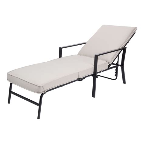 Mainstays Richmond Hills Outdoor Chaise Lounge With Gray Cushions