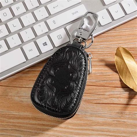 Black Men Women Genuine Leather Car Key Holders Housekeeper For Men