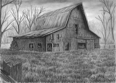 Old Barn Drawing By Mickael Bruce Pixels