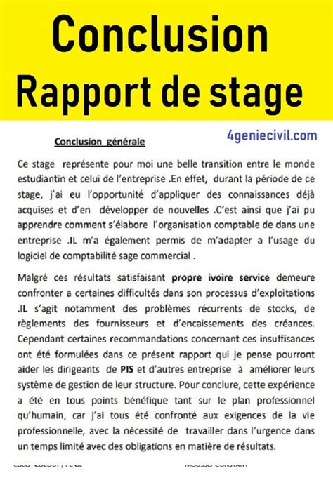 Conclusion Rapport De Stage Pdf Rapport De Stage Comptabilité Modele