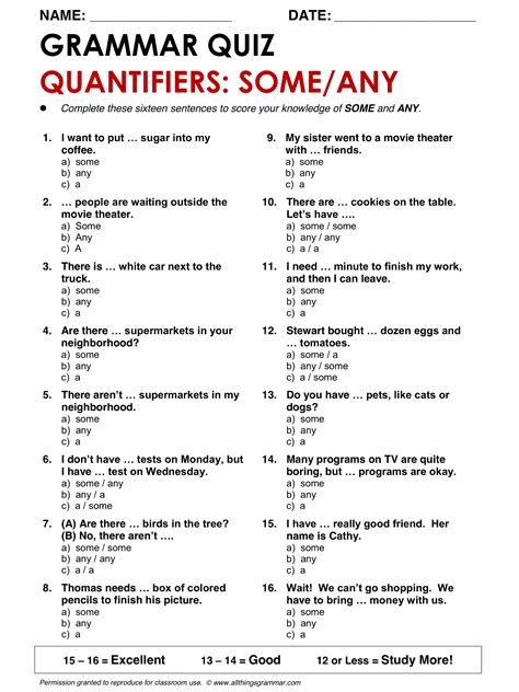 English Grammar Quantifiers Some And
