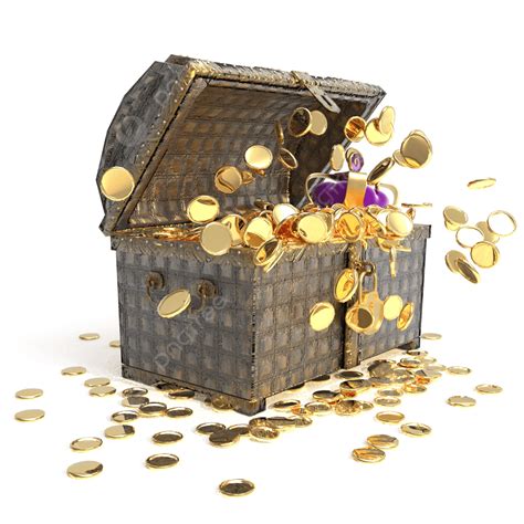 Treasure Chest Png Image Side View Of Burst Coins Medieval Steel
