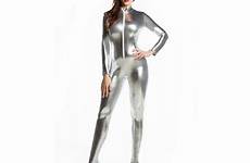 silver spandex catsuit bodysuit sexy zentai body suit shiny outcrop lycra glue adults kids hallween costume mouse zoom over