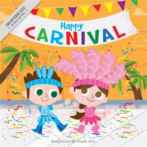 Fondo Colorido De Carnaval Con Niños Bailando Vector Gratis