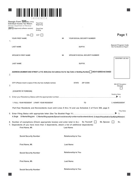 Ga Form 500 2013 Fill Out Tax Template Online Us Legal Forms