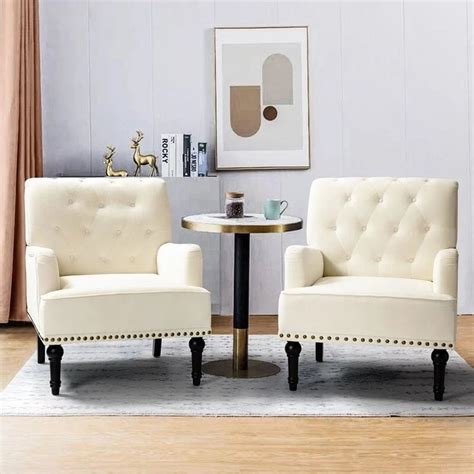 Wide Tufted Armchair Set Of 2 Sofa Armchair आर्मचेयर बंहदार कुरसी