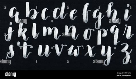 Hand Lettering Modern Calligraphy Alphabet In Metallic Silver On A