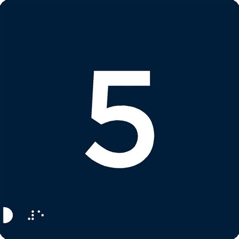 Number 5 Sign Braille Signs