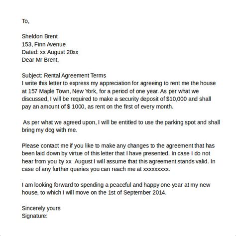Free 15 Sample Rental Agreement Letter Templates In Ms Word Pdf
