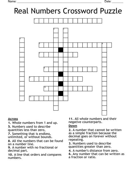 Free Printable Number Crossword Puzzles