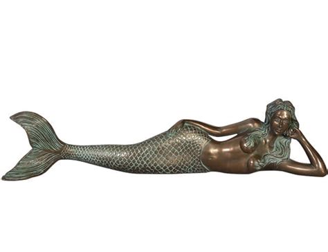 Mermaid Lying On Side Greenish Bronze Sculptures In Australia