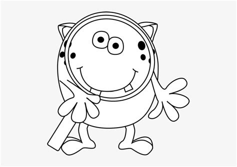 Black And White Black And White Monster With Magnifying - Two Headed