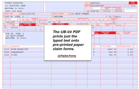 Ub 04 Uniform Bill Fillable Pdf Cms 1450 Fiachra Forms Charting Solutions