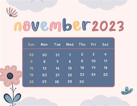 November 2023 Calendar Template Free Download Speedy Template