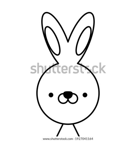 Outlined Cute Cartoon Rabbit Vector Illustration Stock Vector Royalty