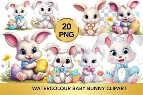 Watercolour Easter Baby Bunny Clipart Graphic By Marishop99 · Creative