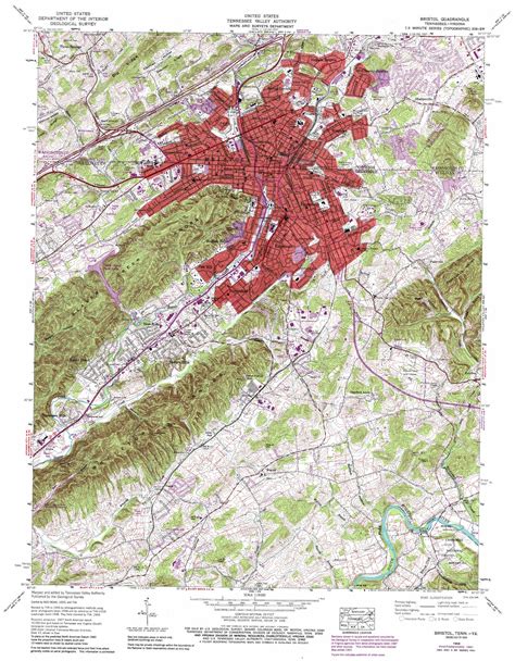 Bristol Topographic Map Tn Va Usgs Topo Quad 36082e2