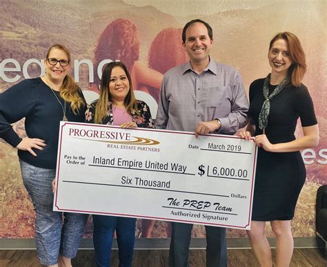 Progressive Real Estate Partners Presents 6000 Donation To Inland Empire United Way