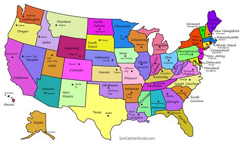 Map Of United States With State Names And Capitals United States Map