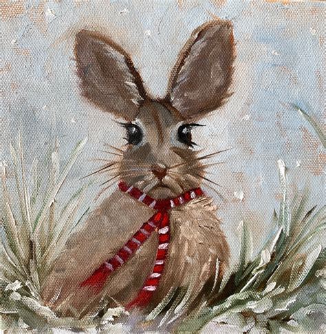 Christmas Bunny Winter Rabbit Rabbit Bunny Art Gayle Etsy