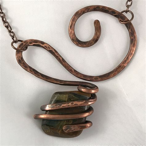 lionskin-stone-necklace-copper-necklace-necklace-copper-etsy-copper-necklace,-wire-necklace