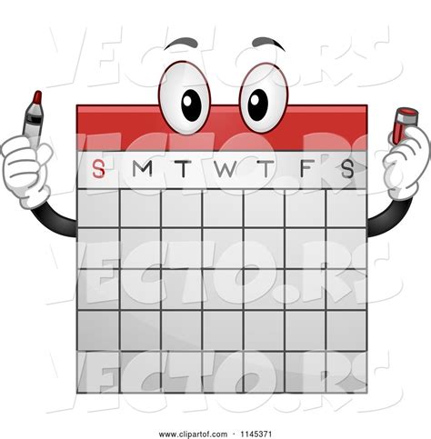Vector Of Cartoon Calendar Mascot Holding A Marker By Bnp Design Studio