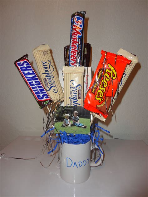 40 father's day gifts ideas for a dad from his son. Father's Day Candy Bouquet. Mug from Dollar Tree with ...