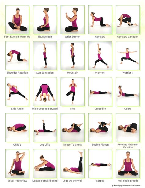 Free Printable Hatha Yoga Poses Chart Side To Side Relaxing The Ear To