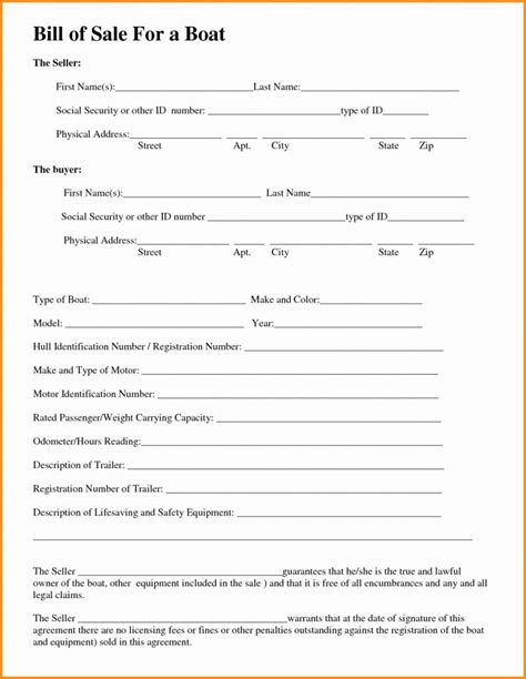 State Of Florida Vehicle Bill Of Sale Form New Boat Bill Sale Template