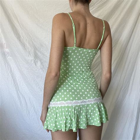 Green And White Polka Dot Victorias Secret Slip Depop