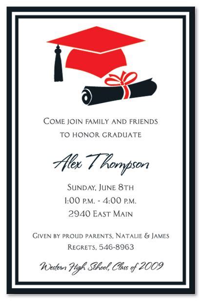 last name are pleased to announce drinks followed by a luxurious meal to celebrate event. Graduation Red Hat Graduation Party Invitations ...