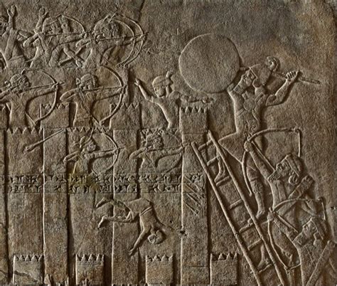 Detail Of A Relief Showing The Assyrian Siege Of An Elamite Fort 645