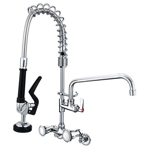 Airuida brushed nickel tap for kitchen sink wall mounted faucet 6 inch (15cm) spout reach adjustable center double cross handles 3 inch to 9 inch hot and cold water mixer tap 360 rotatable faucet 39 $54 99 4-8 Inch Adjustable Center Wall Mount Kitchen Pre Rinse ...
