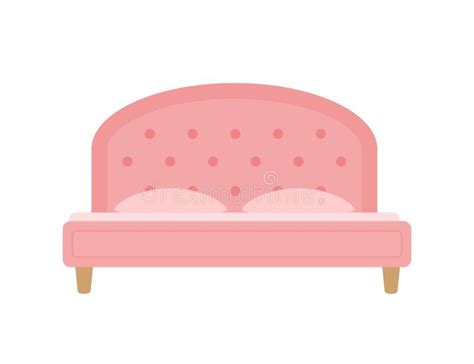 Cozy Pink Bedroom On Grey Background Cartoon Flat Style Stock Vector