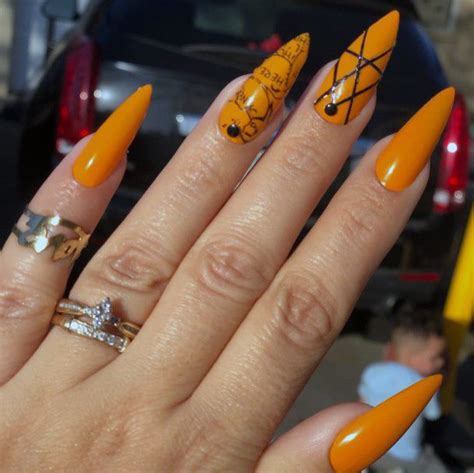 Top 50 Best Orange And Black Nail Ideas For Women Fall Color Designs