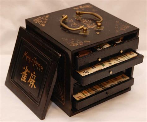 706a Chinese Ivory Mah Jongg Set With Box