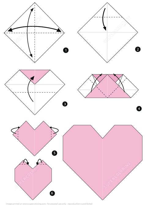 Origami Heart Instructions Free Printable Papercraft Templates Easy
